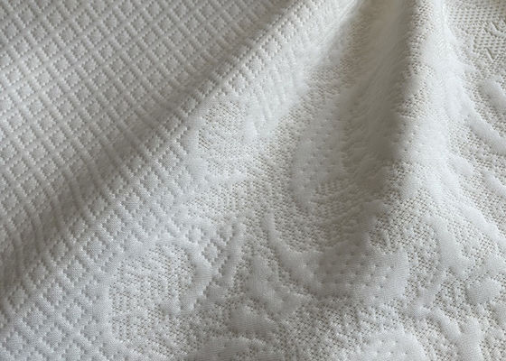 ผ้า Jacquard สีขาว 300gsm ผ้าโพลีเอสเตอร์ผ้าฝ้ายสีขาว Jacquard